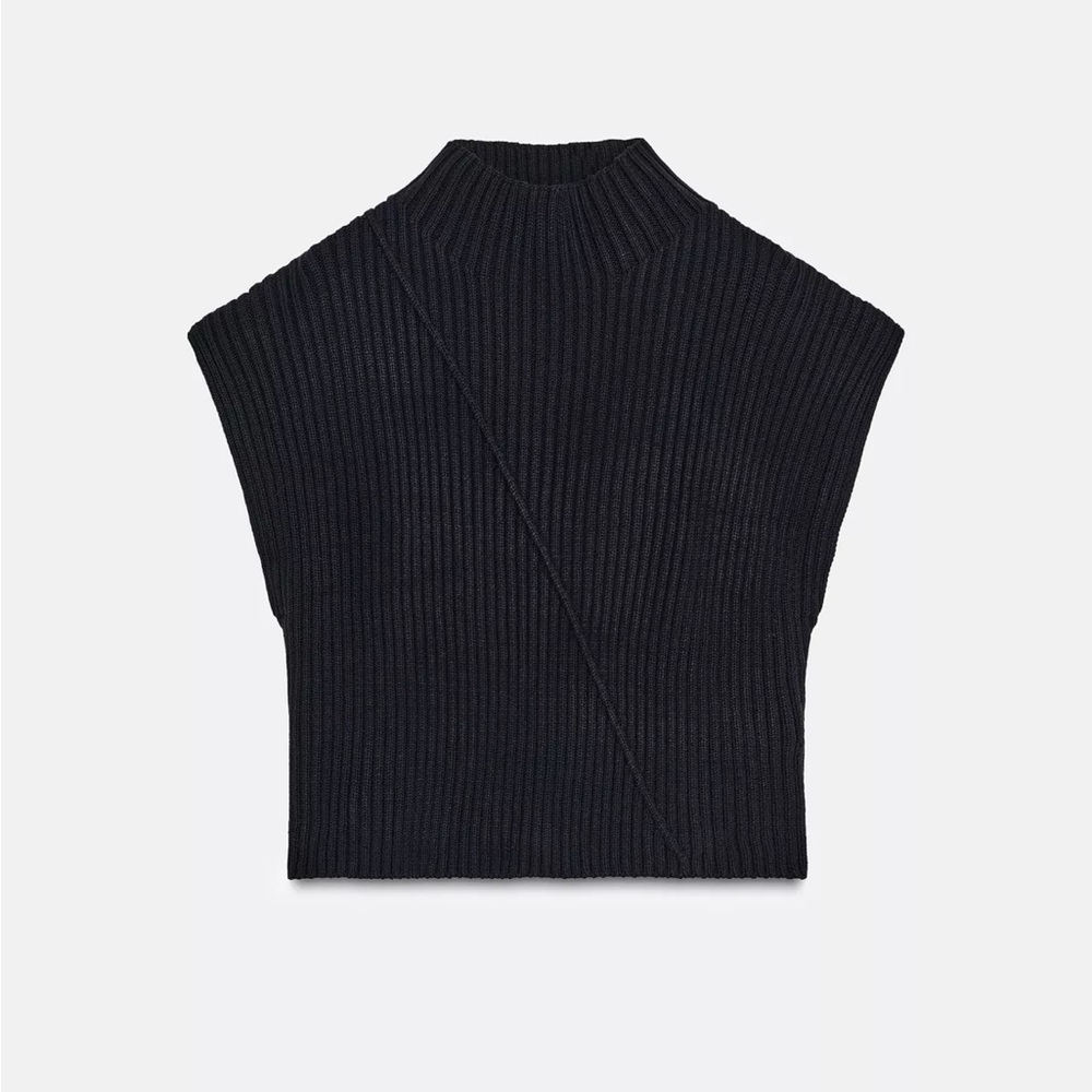 Zara navy cropped Ribbed Women's Sweater